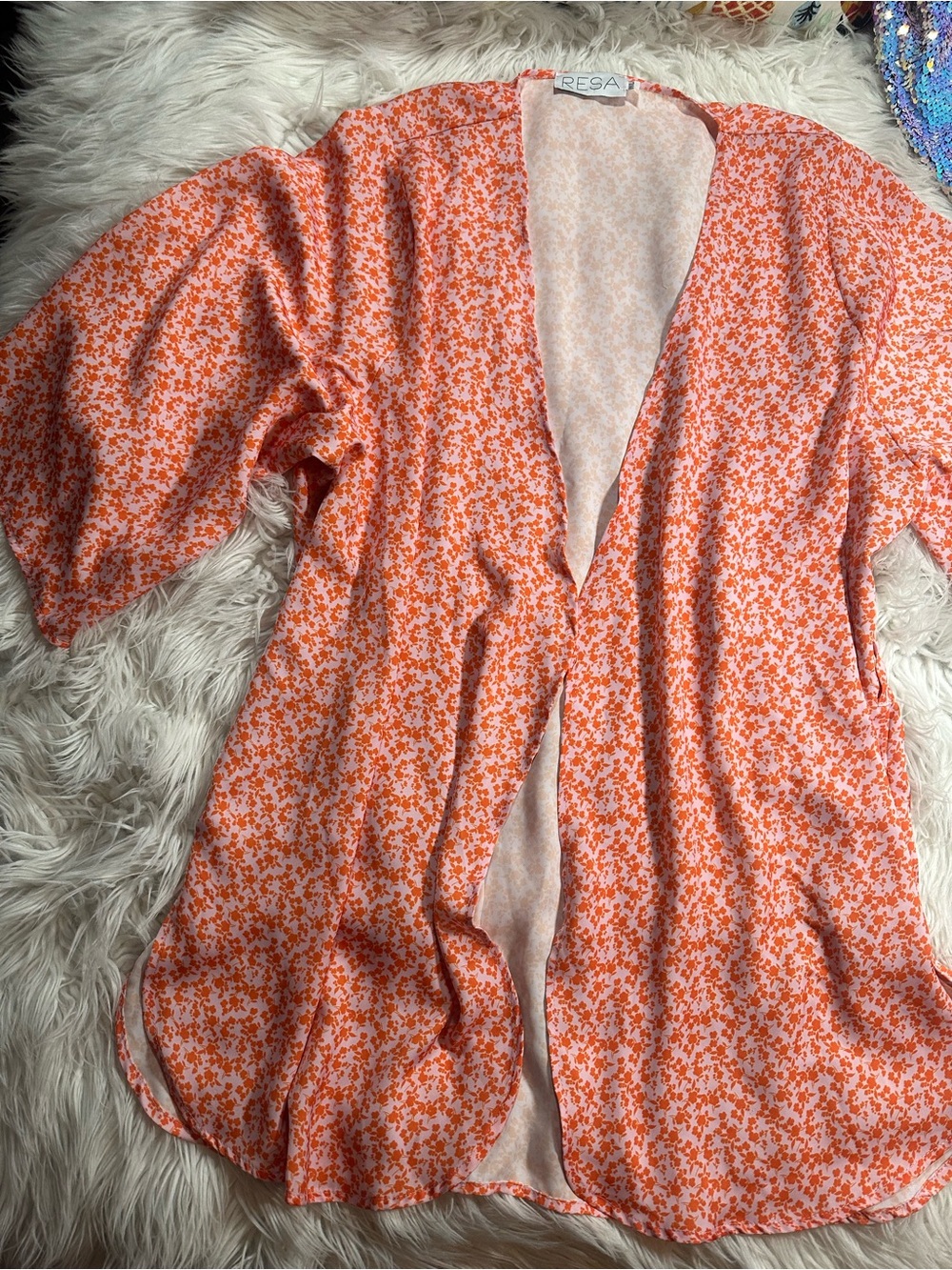 Resa • Silky Bright Floral Open Kimono / Cover Up